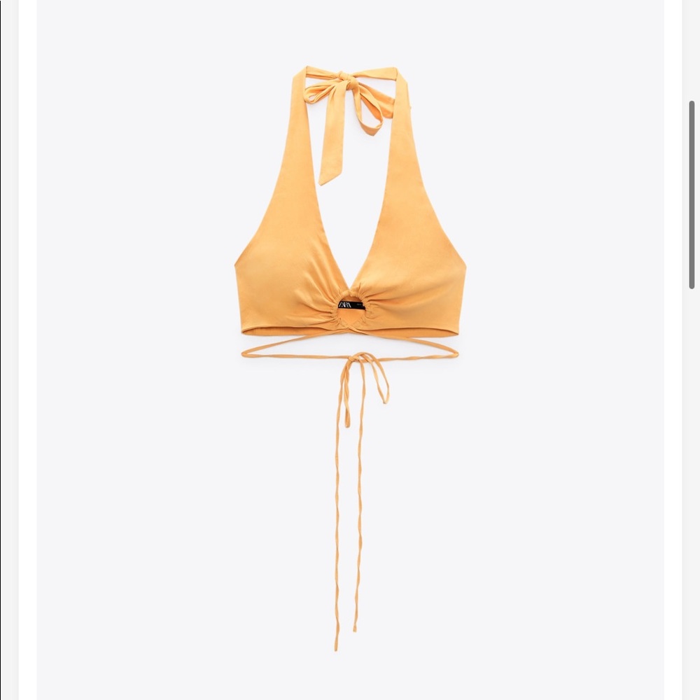 Zara Linen Blend Tie Crop Top